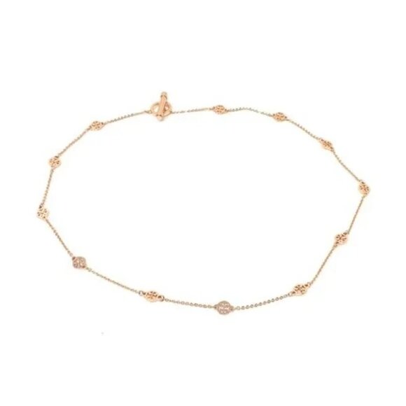 Tory Burch Miller Medallion Station Gold Logo Necklace - Picture 3 of 5